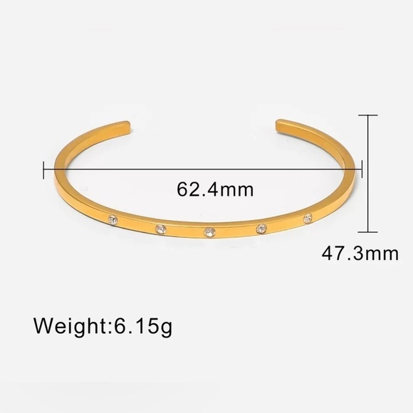 18k Gold Plated Opening Cubic Zirconia Bangle - Picture 4 of 8